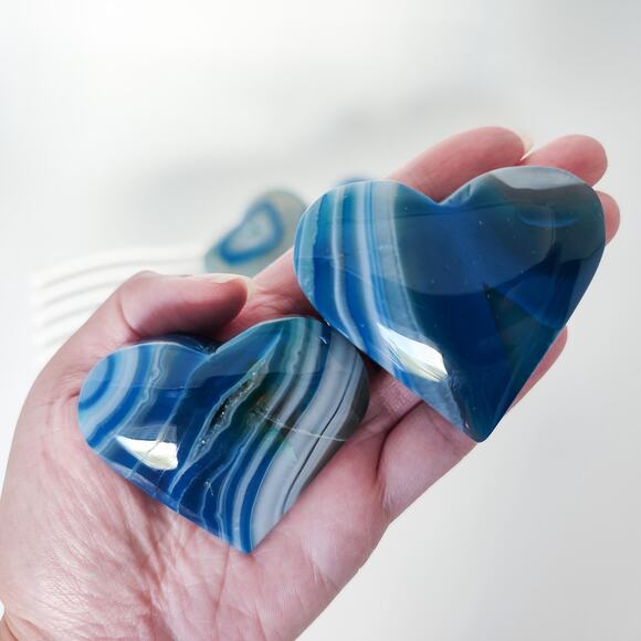 Blue Agate Heart Crystal Carving Dyed - Picture 5 of 7